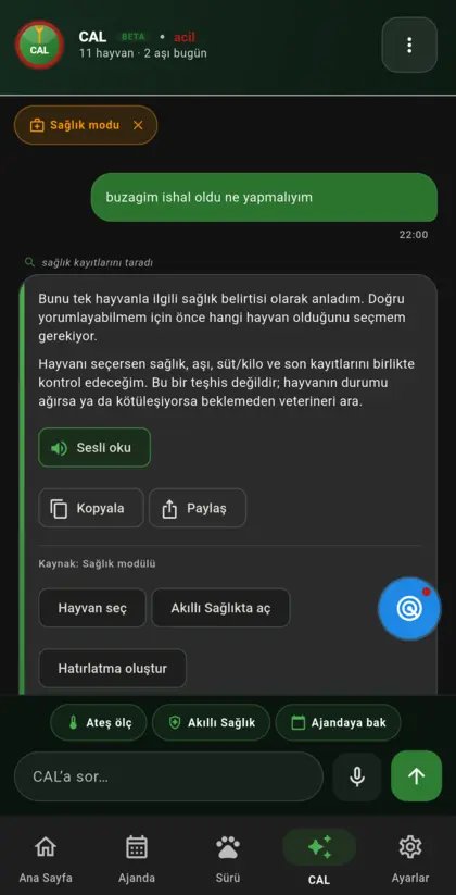 CAL kriz yoldaşı: buzağı ishalinde ilk yardım (sağlık modu)